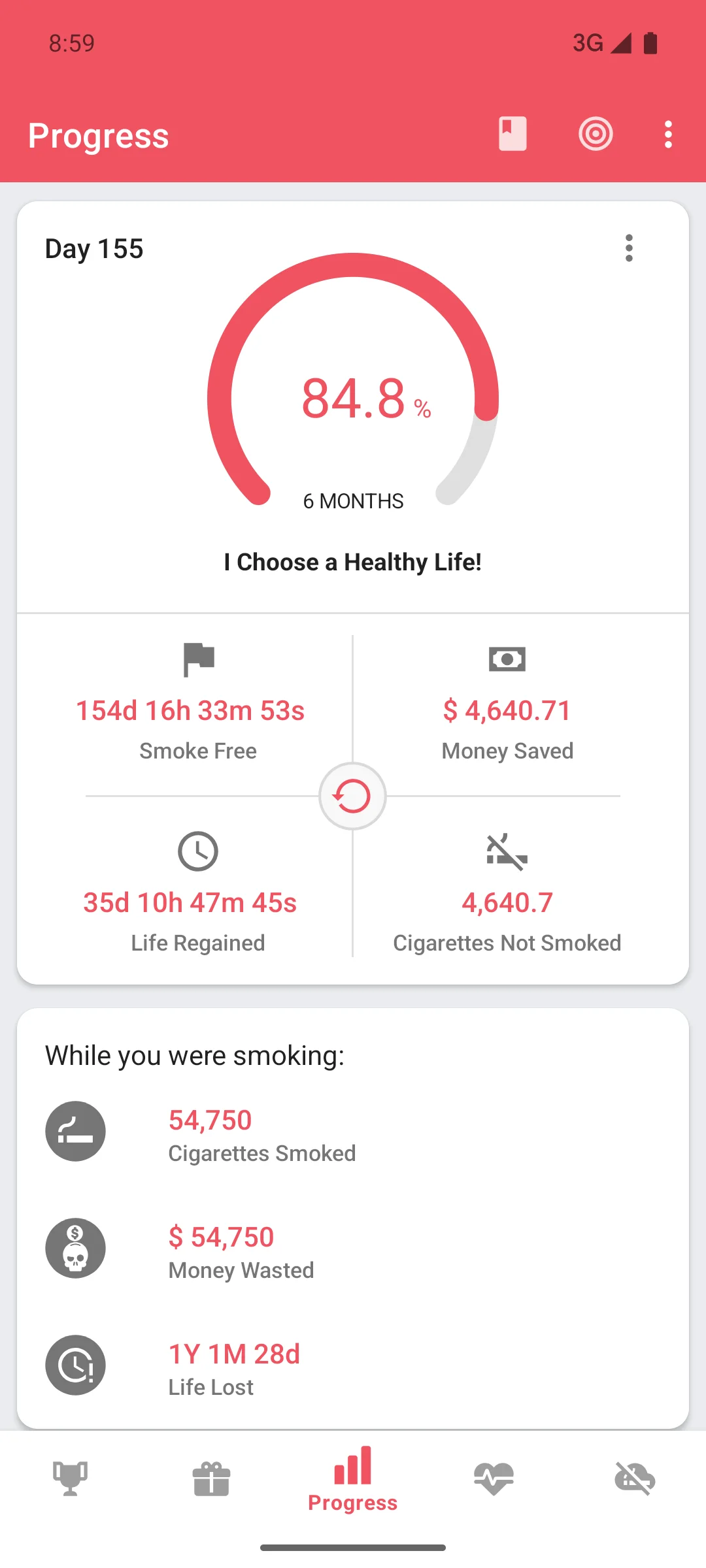 Quit Tracker App Screenshot on Phone